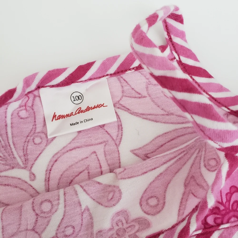 Hanna Andersson 100 / 4 Toddler Girl Pink Floral Patterned Retro Sun Dress